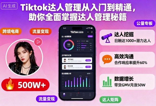 Tiktok达人管理从入门到精通,助你全面掌握达人管理秘籍-第一资源库