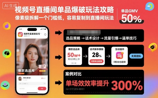 视频号直播间单品爆破玩法攻略,像素级拆解一个门槛低,容易复制到直播间玩法-第一资源库