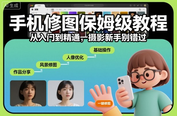 手机修图保姆级教程，从入门到精通，摄影新手别错过-第一资源库