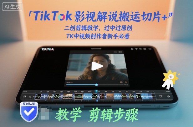 TikTok影视解说搬运切片+二创剪辑教学，过中过原创，TK中视频创作者新手必看-第一资源库