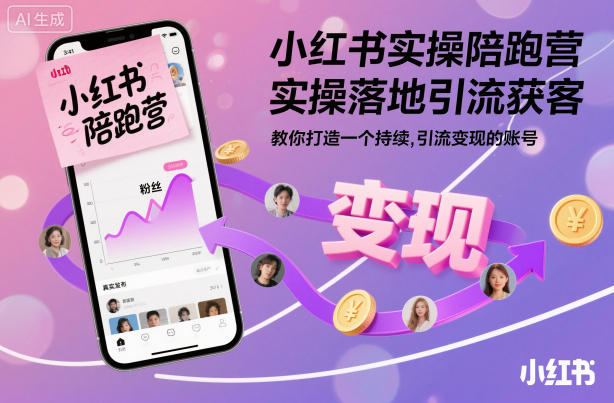 小红书实操陪跑营,实操落地引流获客,教你打造一个持续引流变现的账号-第一资源库