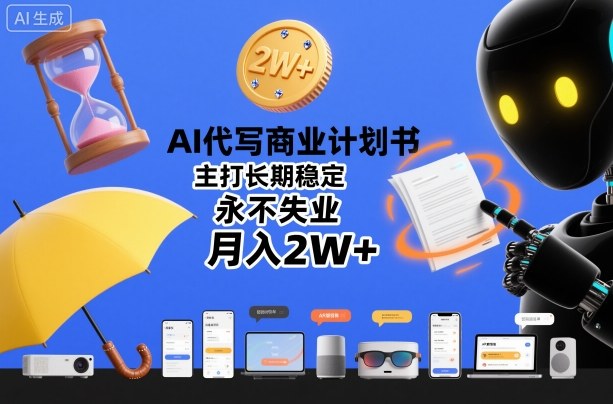 AI代写商业计划书,主打长期稳定,永不失业,月入2W+-第一资源库