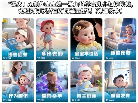 爆火!AI制作宝宝第一视角科学育儿小知识视频,短短两月获赞百万的流量密码(详细教学)-第一资源库