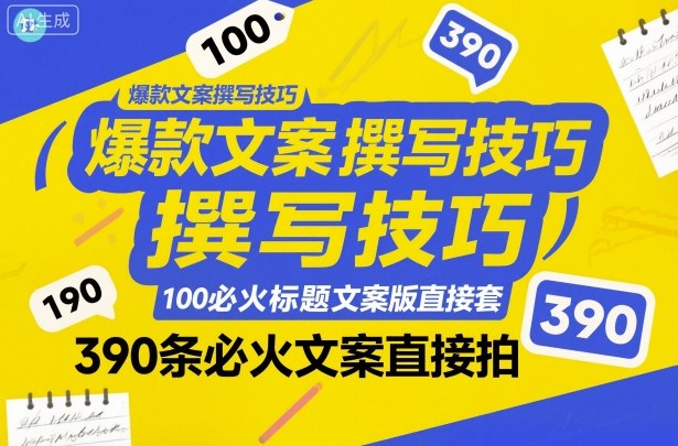 爆款文案撰写技巧,100个必火标题文案模版直接套,390条必火文案直接拍-第一资源库