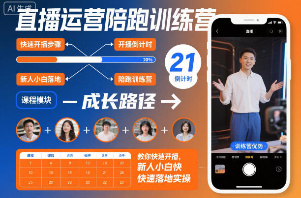 直播运营陪跑训练营,教你快速开播,新人小白快速落地实操-第一资源库