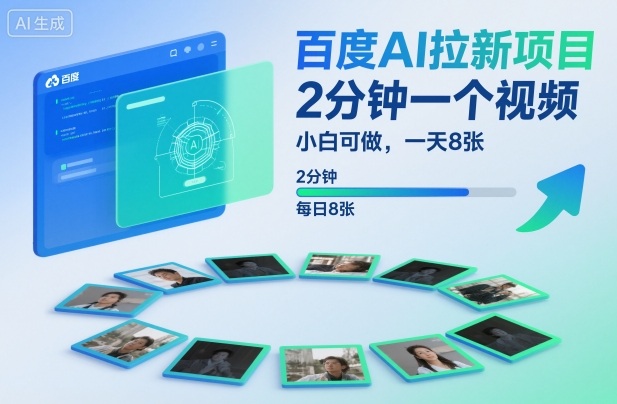 百度AI拉新项目,2分钟一个视频,小白可做,一天8张【附案例+保姆级教程】-第一资源库