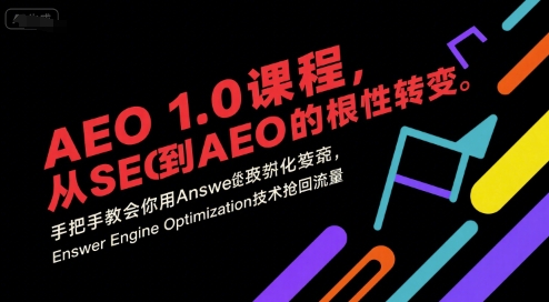 AEO 1.0 课程，从SEO到AE0的基命性转变，手把手教会你用AnswerEngineOptimization技术抢回流量（更新）-第一资源库