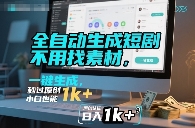 全自动生成短剧,不用找素材,不用剪辑,一键生成,秒过原创,小白也能轻松日入1k+【揭秘】-第一资源库