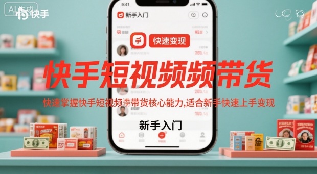 快手短视频带货,快速掌握快手短视频带货核心能力,适合新手快速上手变现-第一资源库
