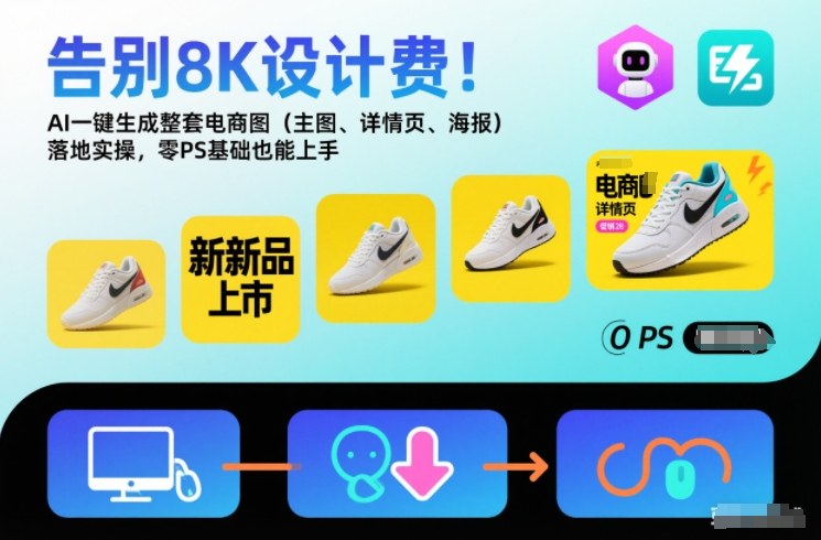 告别8K设计费！AI一键生成整套电商图（主图、详情页、海报）落地实操，零PS基础也能上手-第一资源库