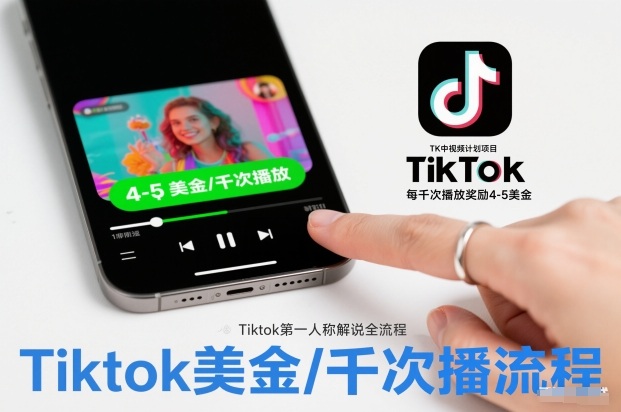 TK中视频计划项目,Tiktok第一人称解说流程,每干次播放奖励4-5美金-第一资源库