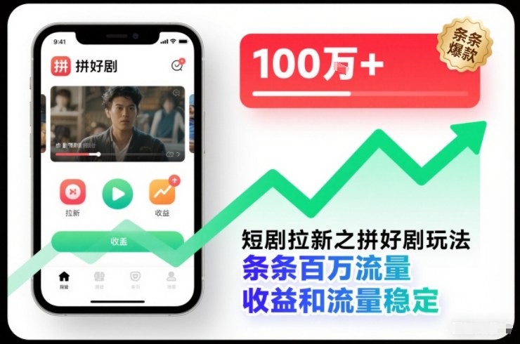 短剧拉新之拼好剧玩法,条条百万流量,收益和流量稳定-第一资源库