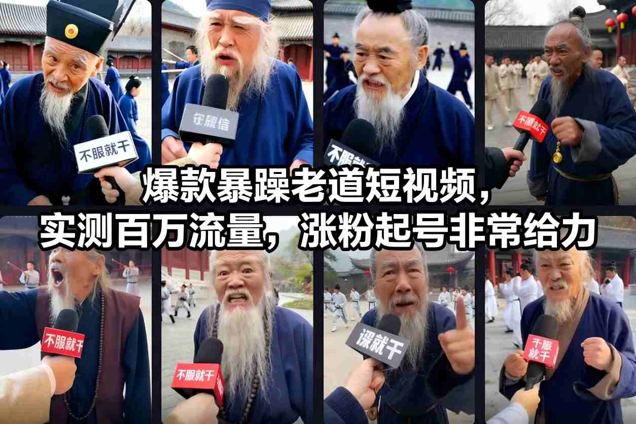 爆款暴躁老道短视频,实测百万流量,涨粉起号非常给力-第一资源库