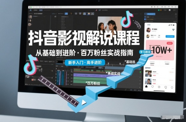 抖音百万粉丝影视解说课程，基础到进阶课，适合新手和进阶学习-第一资源库