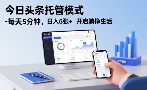 今日头条托管模式,每天5分钟,日入6张+,开启躺挣生活【揭秘】-第一资源库