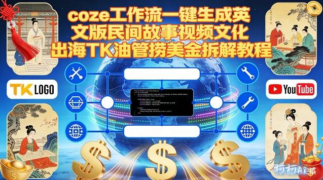 Coze扣子工作流一键生成英文版民间故事视频,文化出海TK油管捞美金拆解教程-第一资源库
