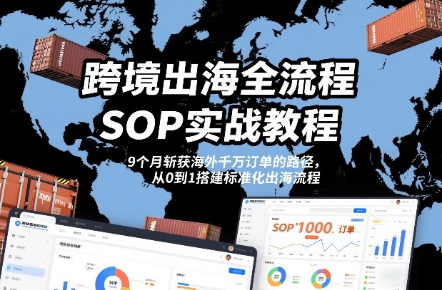 跨境出海全流程全盘托出SOP实战教程，9个月斩获海外千万订单的路径，从0到1搭建标准化出海流程-第一资源库