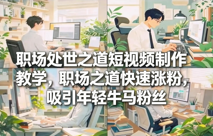 职场处世之道短视频制作教学,职场之道快速涨粉,吸引年轻牛马粉丝-第一资源库