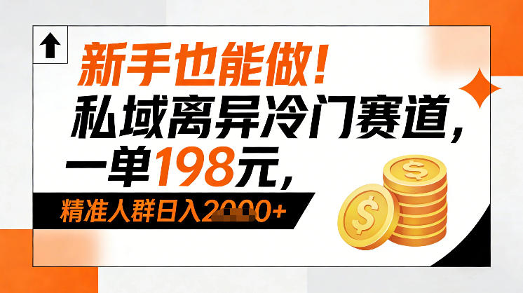 新手也能做!私域离异冷门赛道,一单198,精准人群日入1k+-第一资源库