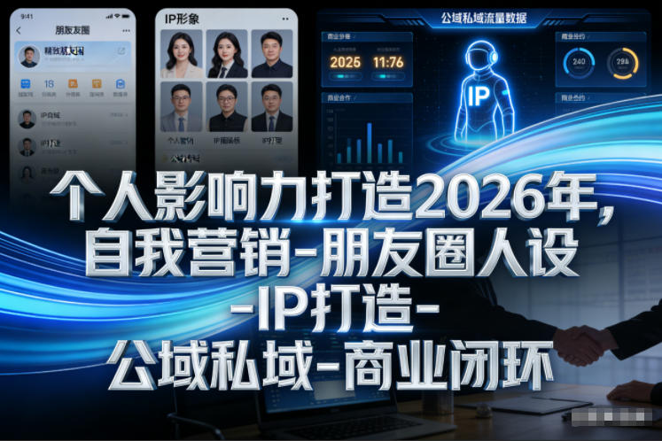 个人影响力打造2026年,自我营销-朋友圈人设-IP打造-公域私域-商业闭环-第一资源库