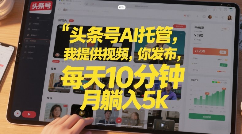 头条号AI托管，我提供视频，你发布，每天10分钟，月躺入5k+【揭秘】-第一资源库