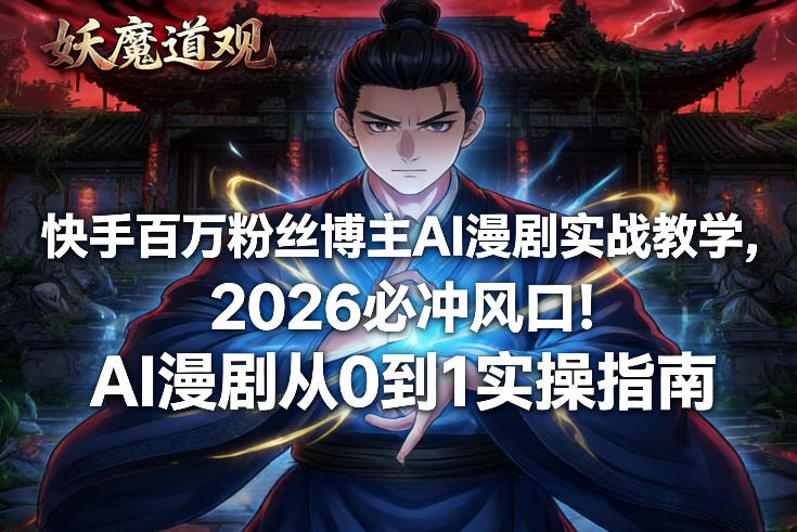 快手百万粉丝博主AI漫剧实战教学，2026必冲风口！AI漫剧从0到1实操指南-第一资源库
