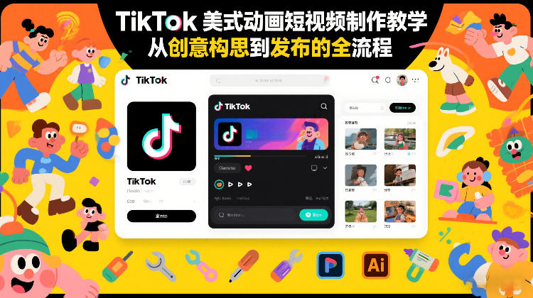TikTok美式动画短视频制作教学，从创意构思到发布的全流程-第一资源库
