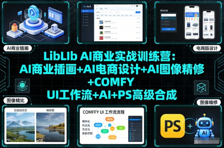 LibLIb AI商业实战训练营:AI商业插画+AI电商设计+AI图像精修+COMFY UI工作流+AI+PS高级合成-第一资源库