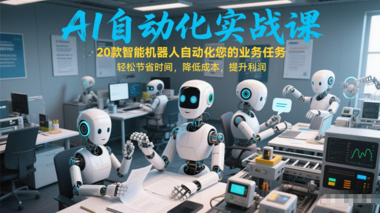 AI自动化实战课：20款智能机器人自动化您的业务任务，轻松节省时间，降低成本，提升利润-第一资源库