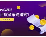 大王·怎么通过百度爱采购赚钱，已经通过百度爱采购完成200多万的销量-第一资源库