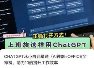 CHATGPT从小白到精通，AI神器+OFFICE全家桶，助力10倍提升工作效率-第一资源库