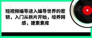 短视频编导进入编导世界的密钥,入门从拆片开始,培养网感,建素素库-第一资源库