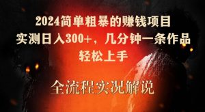 2024简单粗暴的赚钱项目,实测日入300+,几分钟一条作品,轻松上手【揭秘】-第一资源库