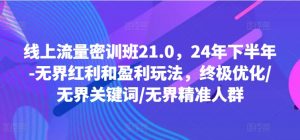 线上流量密训班21.0,24年下半年-无界红利和盈利玩法,终极优化/无界关键词/无界精准人群-第一资源库