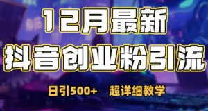 最新公开:12月份抖音日引500+创业粉秘籍-第一资源库