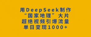 用DeepSeek制作“国家地理”大片，超绝视频引爆流量，单日变现多张-第一资源库