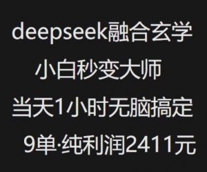 抖音小红书deepseek融合玄学，纯小白秒变大师，当天1小时无脑搞定9单，纯利润上千-第一资源库