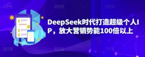 DeepSeek时代打造超级个人IP，放大营销势能100倍以上-第一资源库