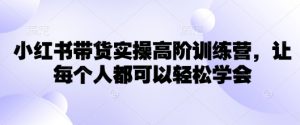 小红书带货实操高阶训练营,让每个人都可以轻松学会-第一资源库