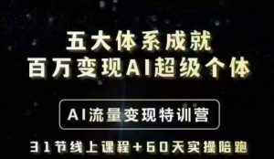 五大体系成就百万变现AI超级个体- AI流量变现特训营，一步一步教你一个人怎么年入百W-第一资源库