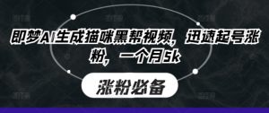即梦AI生成猫咪黑帮视频，迅速起号涨粉，一个月5k-第一资源库