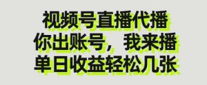 视频号直播代播，你出账号我来播，单日收益轻松几张【揭秘】-第一资源库