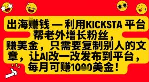 利用kicksta平台帮老外涨粉挣美金，每月收益1000美刀-第一资源库
