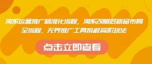 淘系运营推广标准化流程，​淘系改版后新品布局全流程，无界推广工具拆解高阶玩法-第一资源库