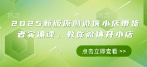 2025新版原创微信小店带货者实操课,教你微信开小店-第一资源库