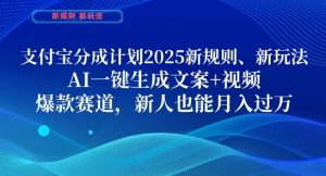 支付宝分成计划，2025新规则新玩法AI一键生成文案+视频，爆款赛道，新人也能月入过1W【揭秘】-第一资源库