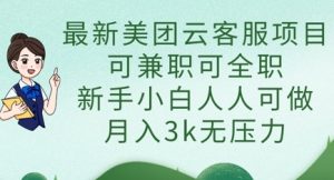最新美团云客服项目，可兼职可全职，新手小白人人可做，月入3k无压力-第一资源库