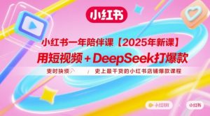 小红书一年陪伴课【2025年新课】，用短视频+deepSeek打爆款，史上最干货的小红书店铺爆款课程-第一资源库