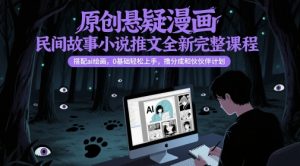 原创悬疑漫画民间故事小说推文全新完整课程， 搭配ai绘画，0基础轻松上手，撸分成和伙伴计划-第一资源库
