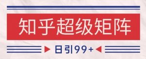 知乎超级矩阵玩法引流高质量精准粉SEO覆盖，日变现1k+【揭秘】-第一资源库
